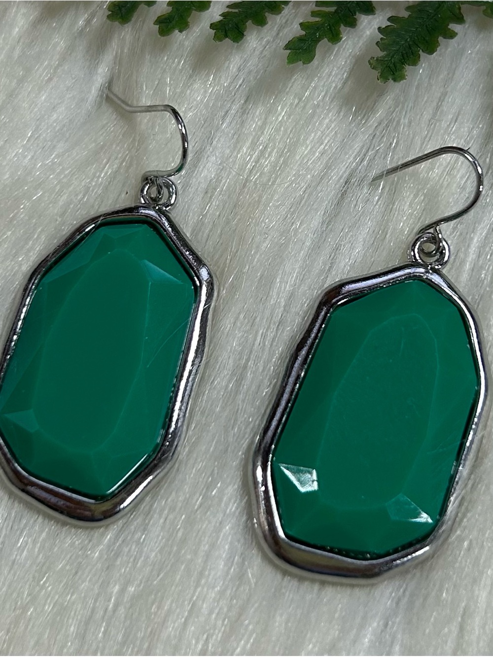 Premier Designs Green Faceted Drop Earrings